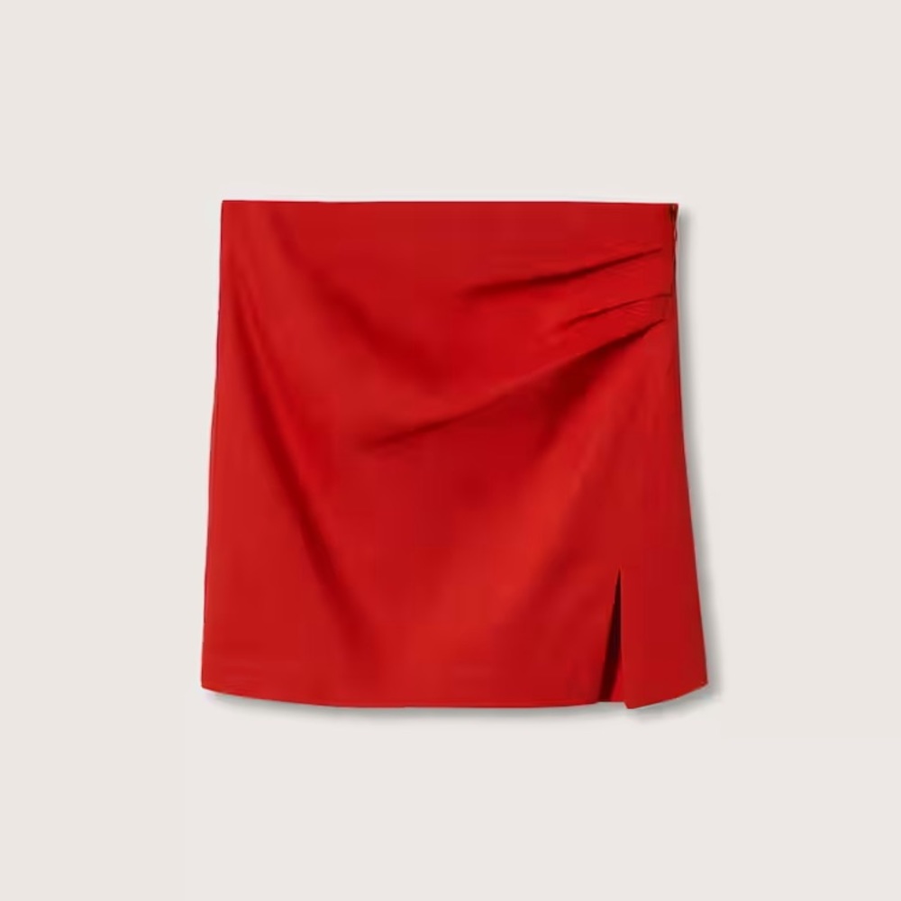 Mango linen blend red slit mini skirt in xs